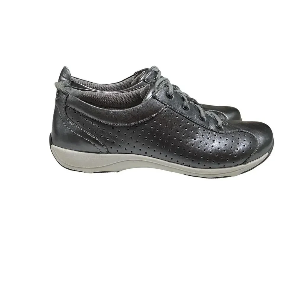 Dansko Sneakers Womens 9 40 Gray Leather Lace Up Walking Comfort Shoes